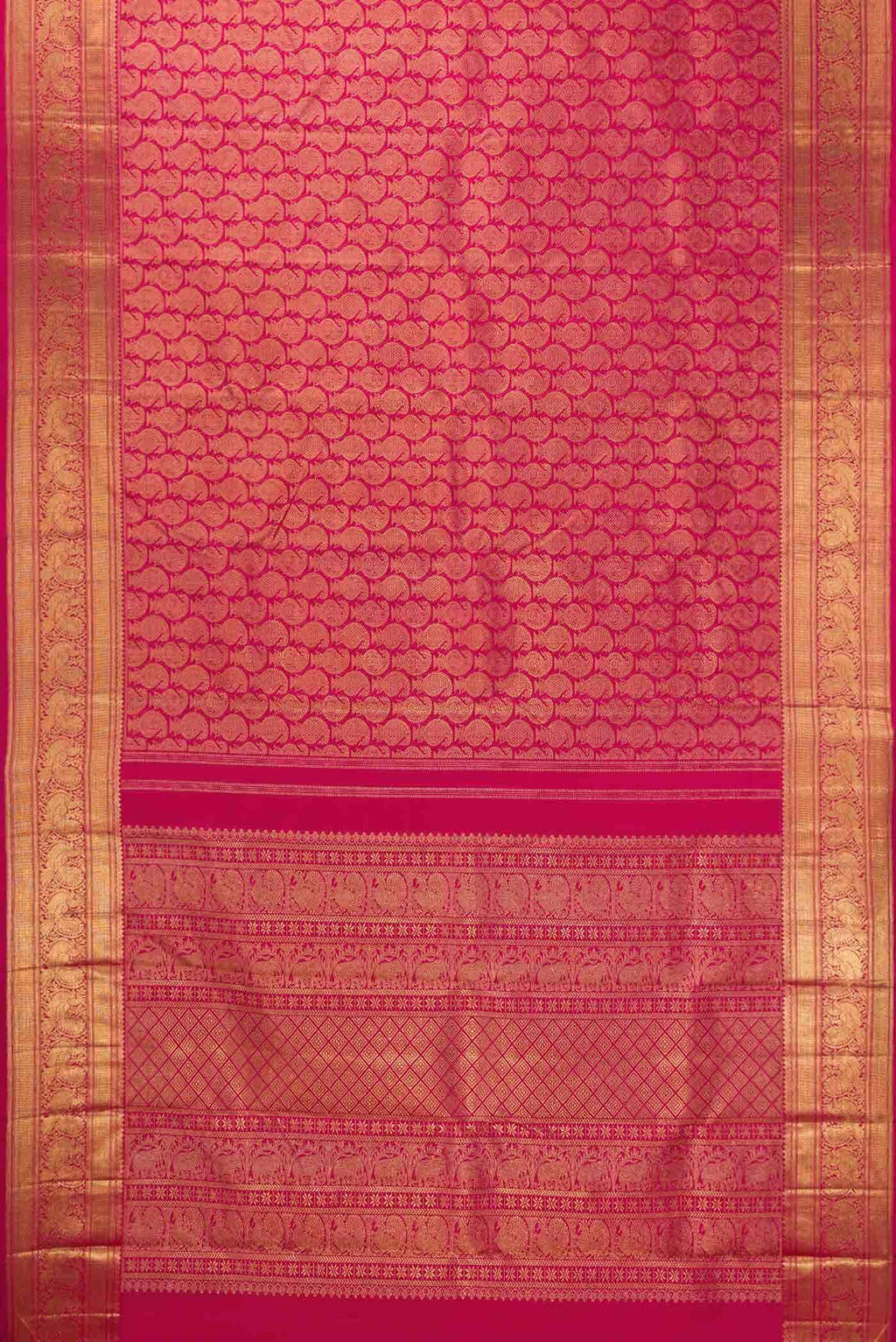 Pure Silk Pure Zari Dark Pink Dual Tone Kanchipuram Saree