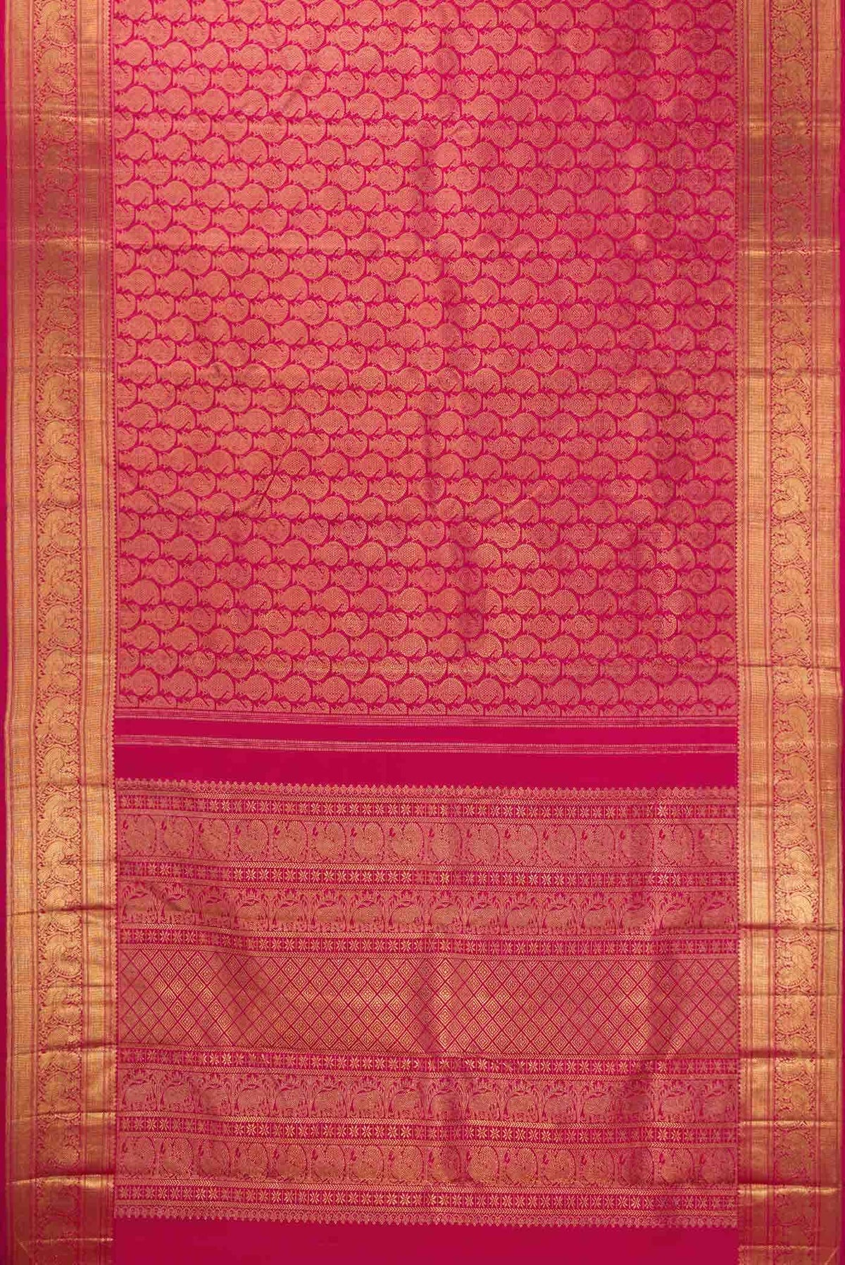 Pure Silk Pure Zari Dark Pink Dual Tone Kanchipuram Saree