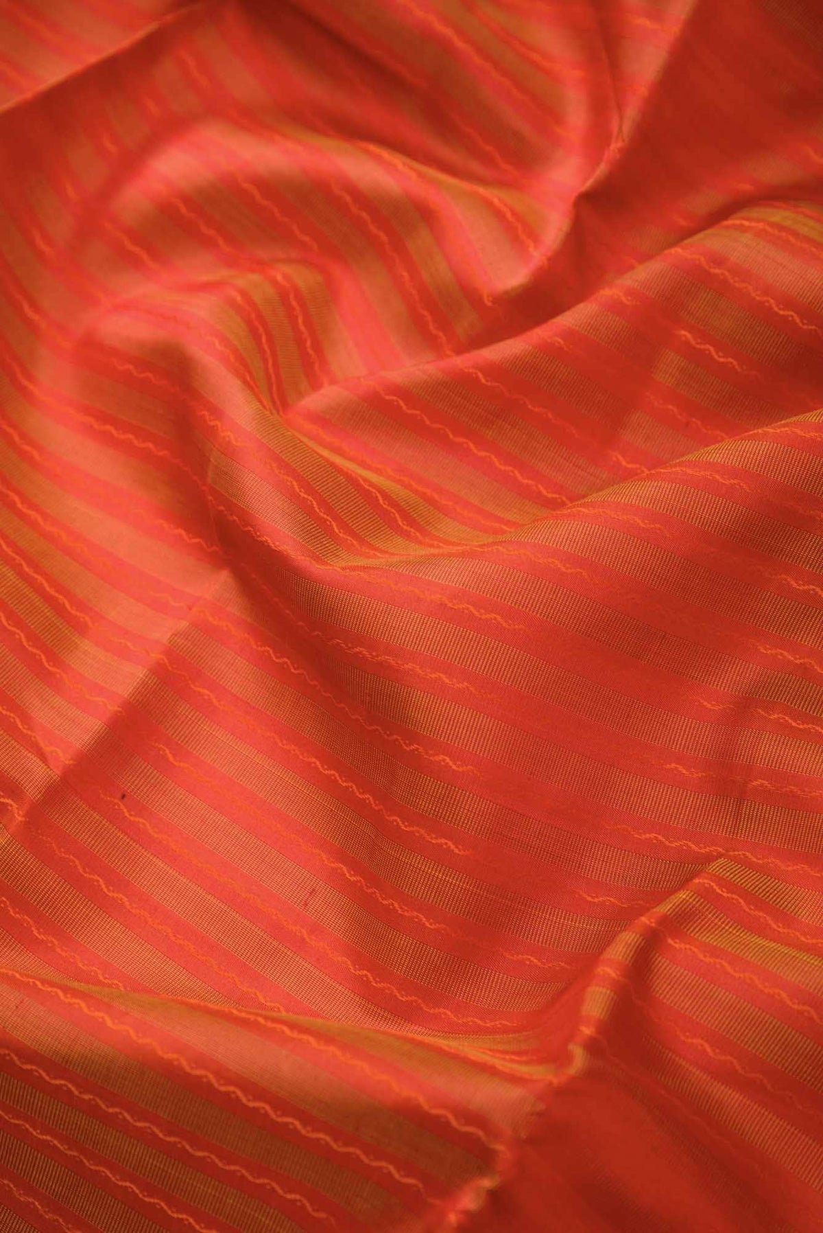 Pure Silk Pure Zari Orange Dual Tone Kanchipuram Saree