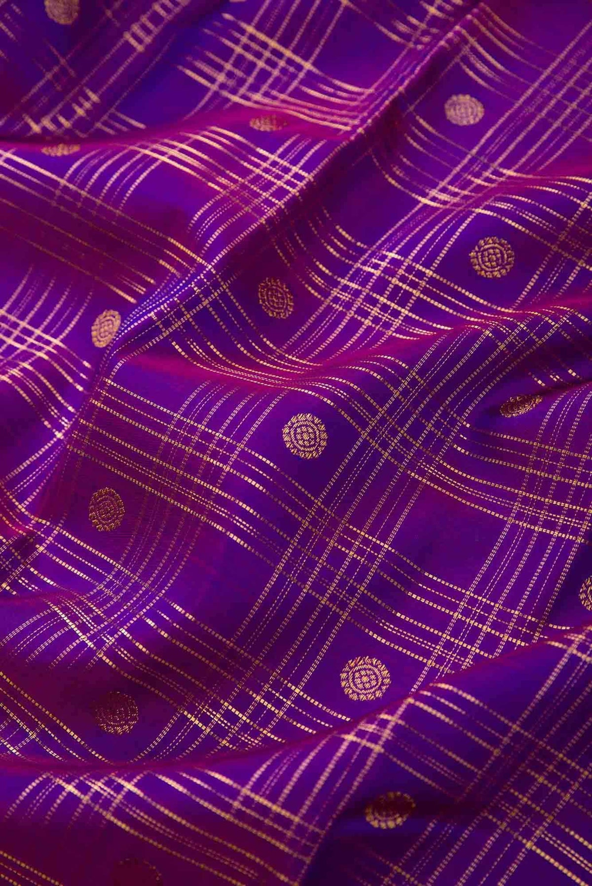 Pure Silk Pure Zari Violet Dual Tone Kanjivaram Saree