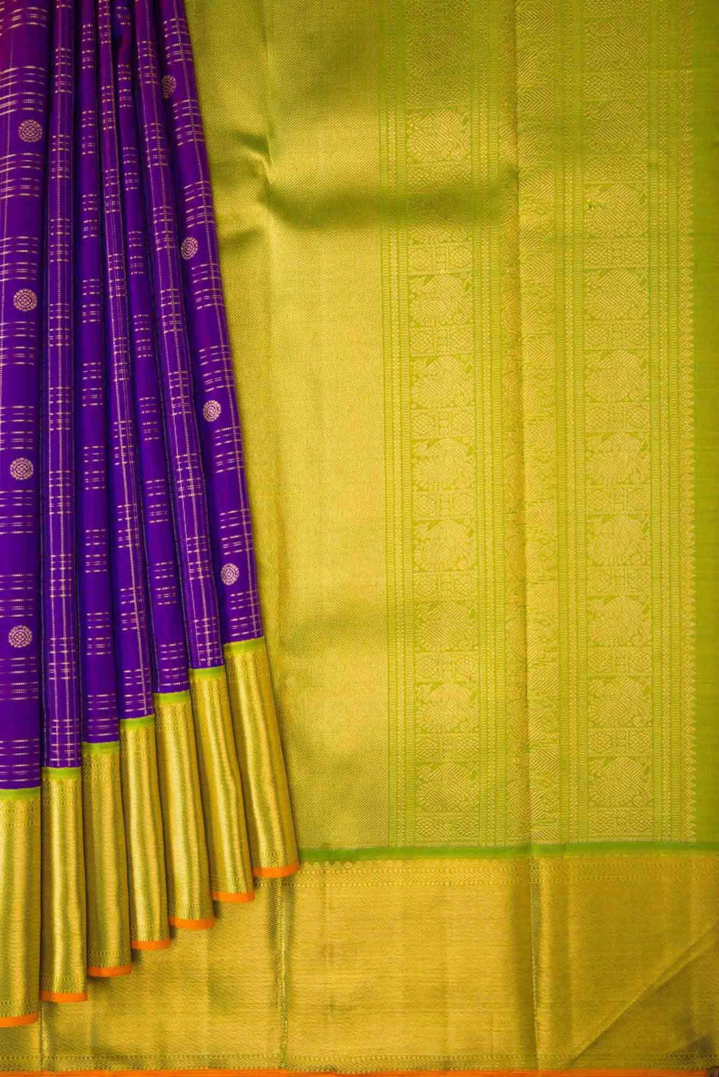 Pure Silk Pure Zari Violet Dual Tone Kanjivaram Saree