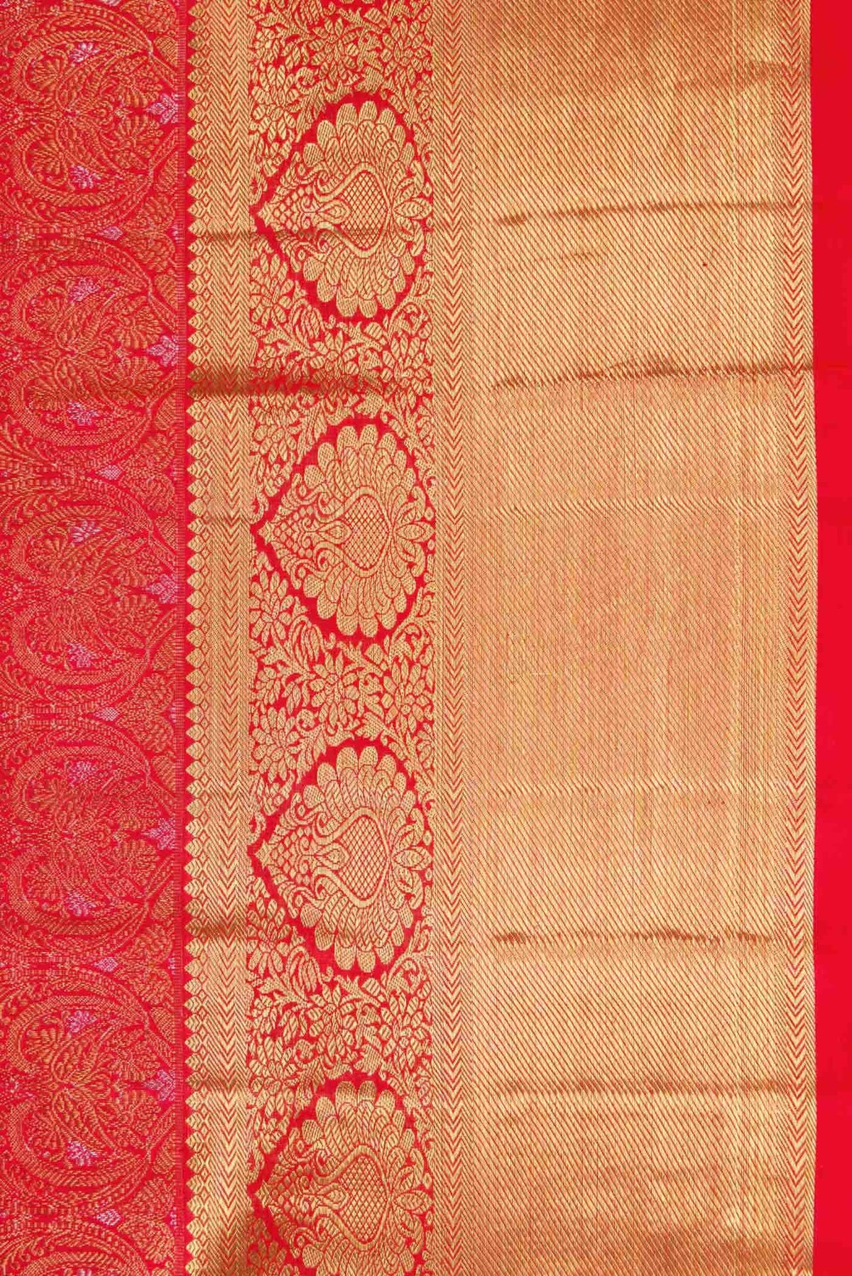 Pure Silk Pure Zari Red Dual Tone Kanjivaram Saree