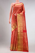 Pure Silk Pure Zari Red Dual Tone Kanjivaram Saree