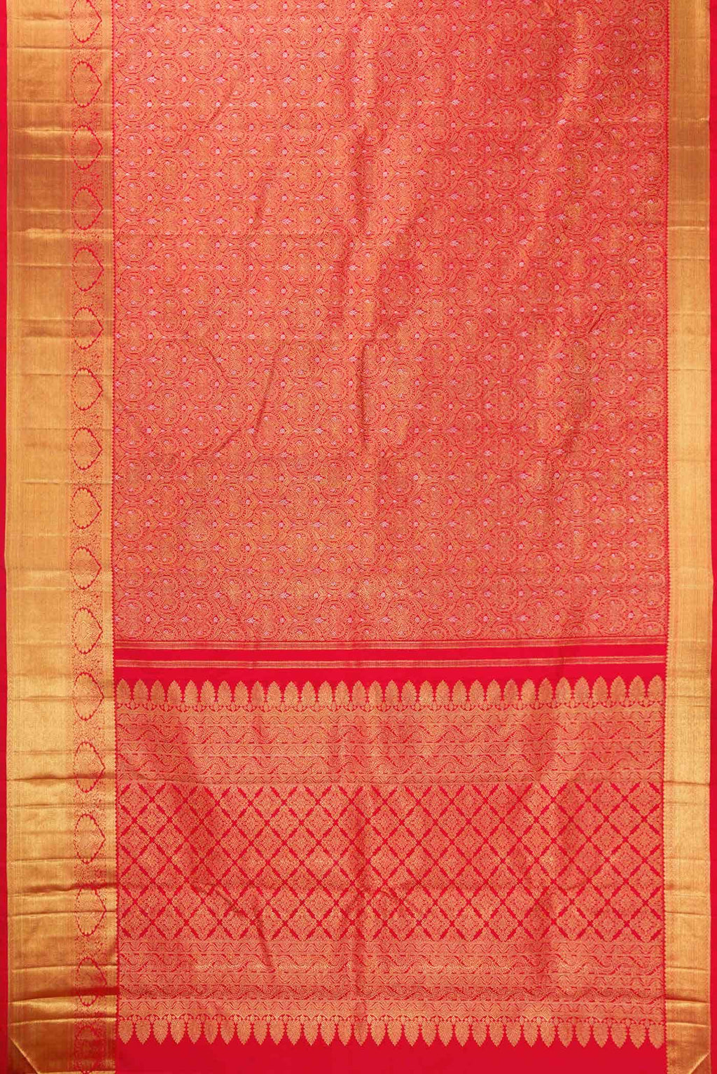 Pure Silk Pure Zari Red Dual Tone Kanjivaram Saree