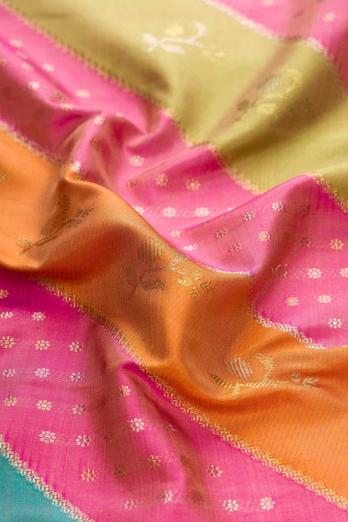 Pure Silk Pure Zari Multi Color Kanjivaram Saree