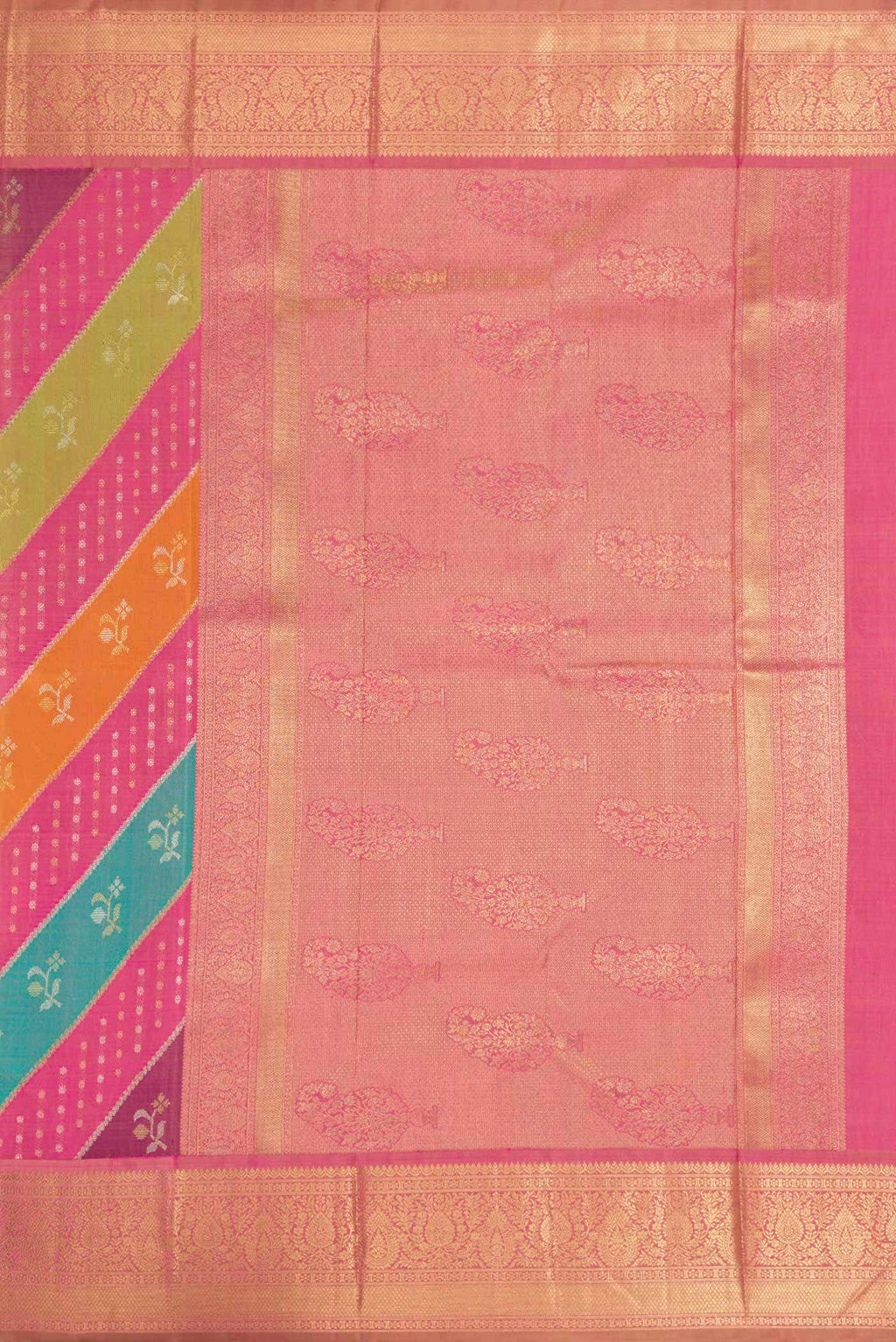 Pure Silk Pure Zari Multi Color Kanjivaram Saree