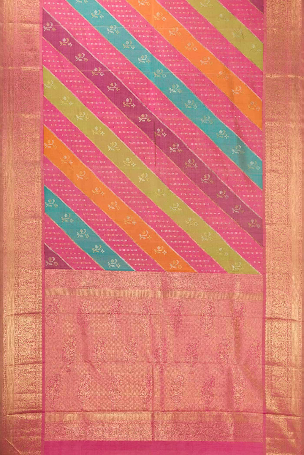 Pure Silk Pure Zari Multi Color Kanjivaram Saree