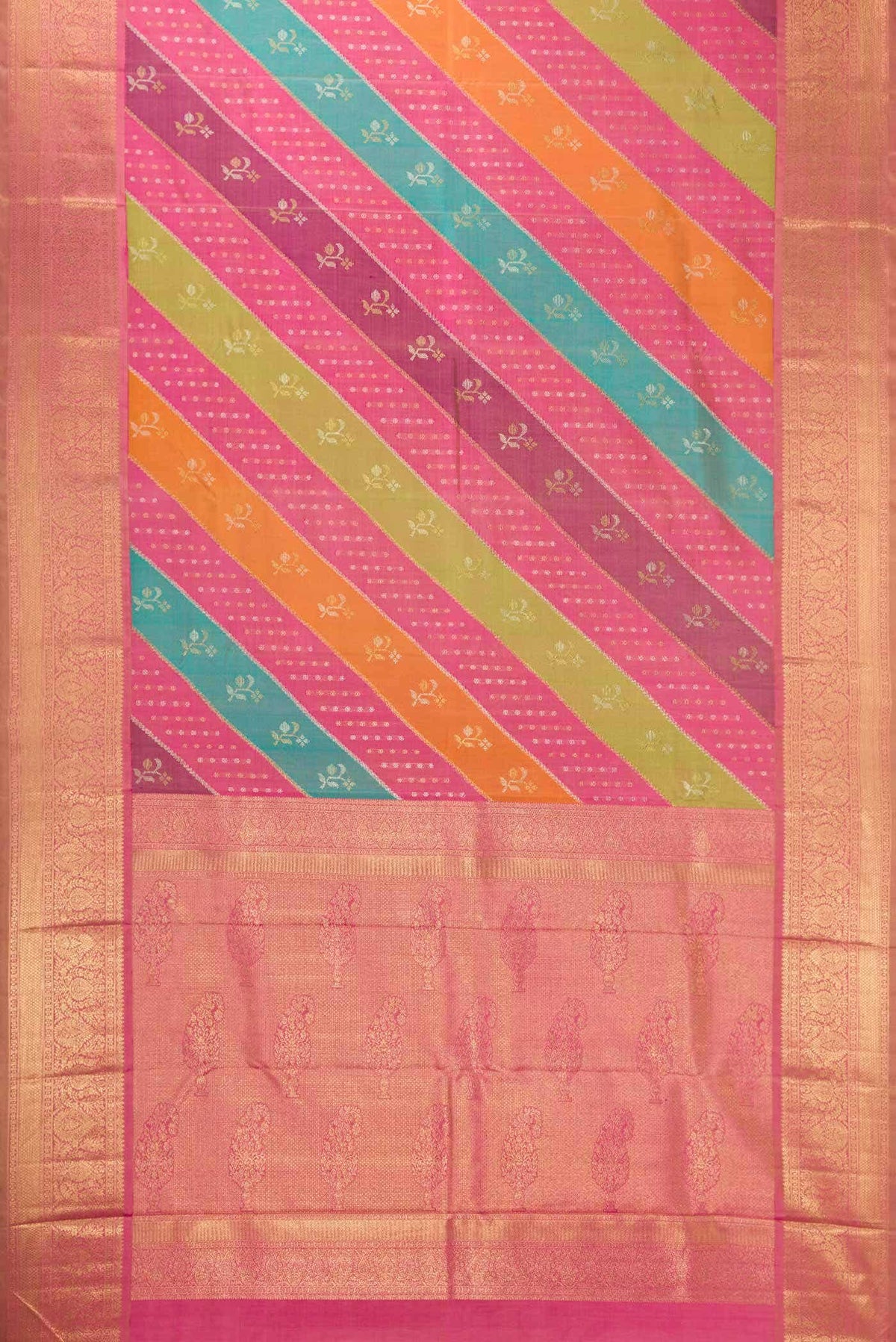 Pure Silk Pure Zari Multi Color Kanjivaram Saree