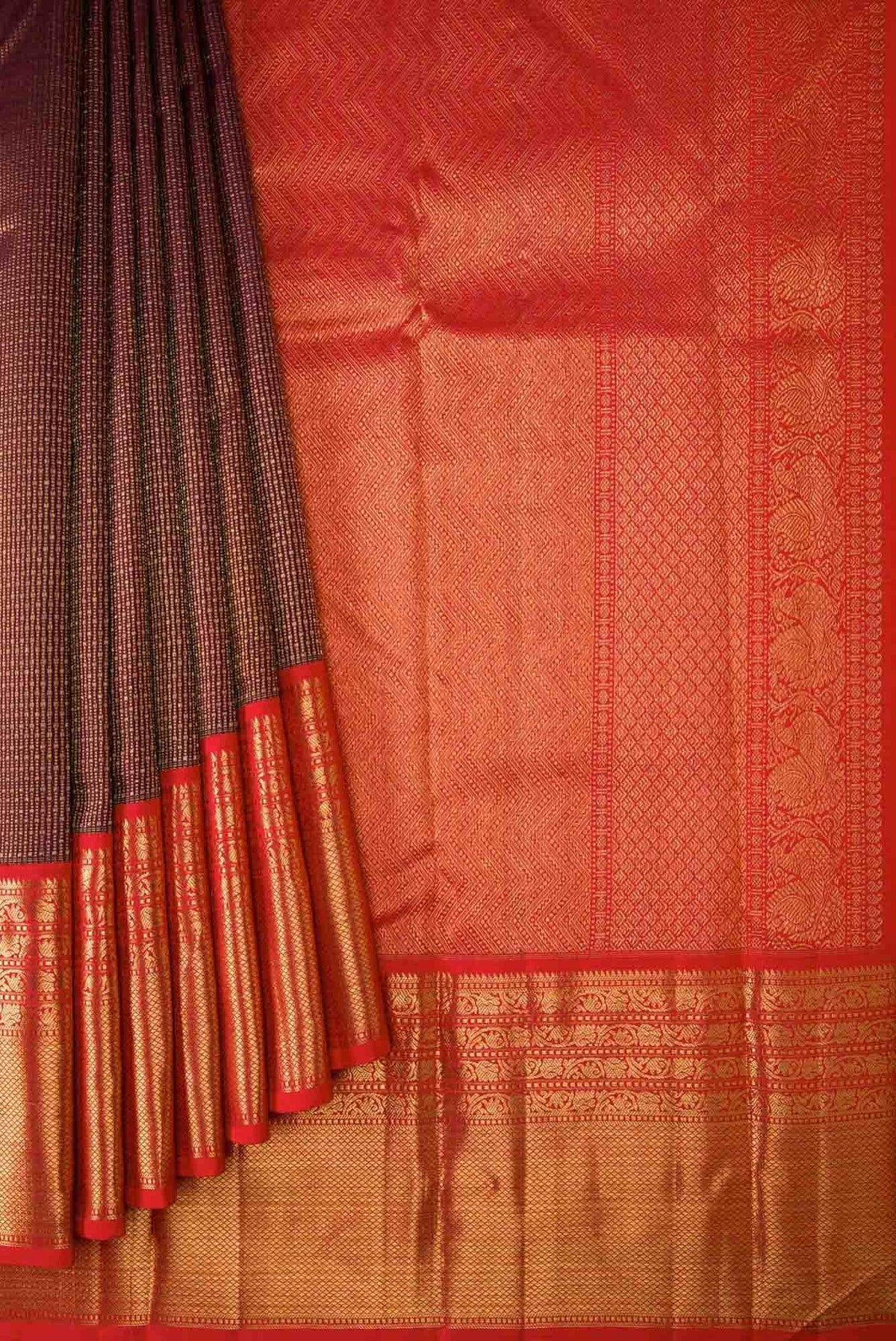 Brown Dual Tone Kanchipuram Silk Saree