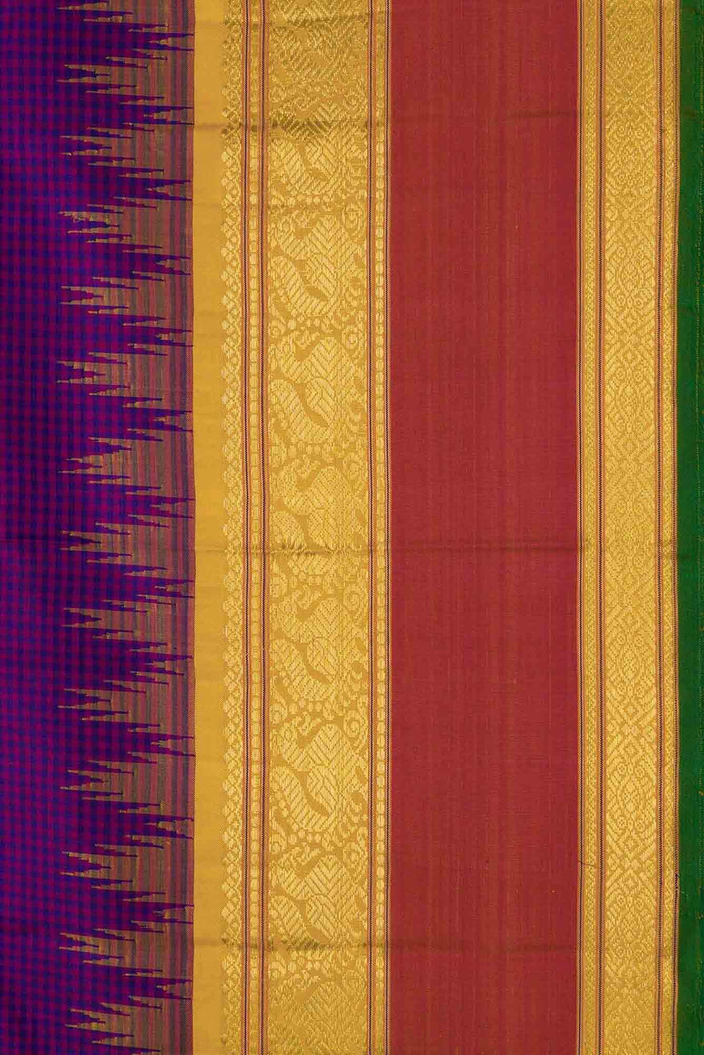 Pure Silk Pure Zari Royal Blue and Purple Dual Tone Kanchipuram Saree