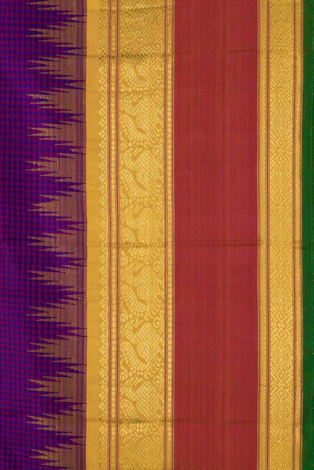 Pure Silk Pure Zari Royal Blue and Purple Dual Tone Kanchipuram Saree