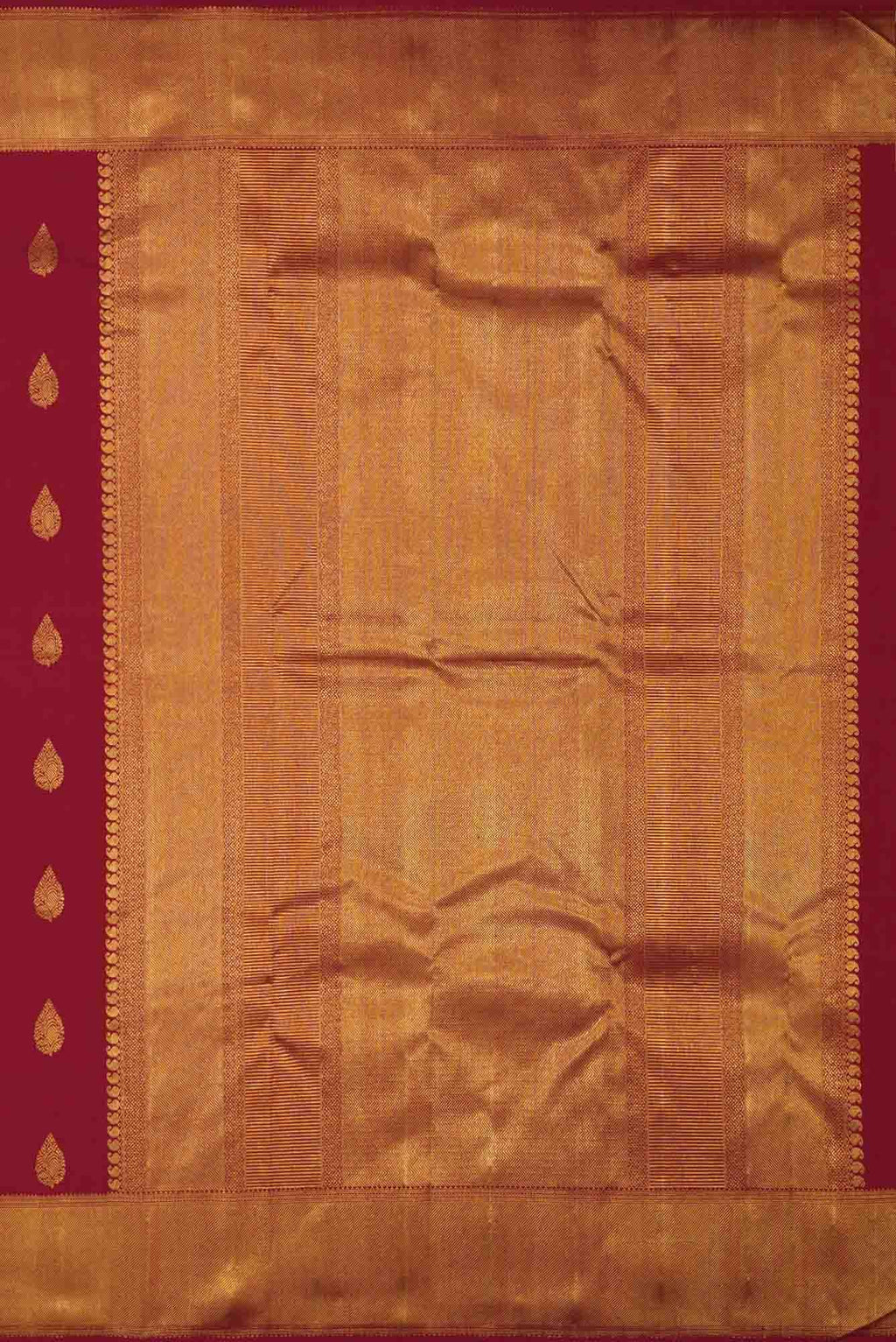 Pure Silk Pure Zari Maroon Dual Tone Kanjivaram Saree