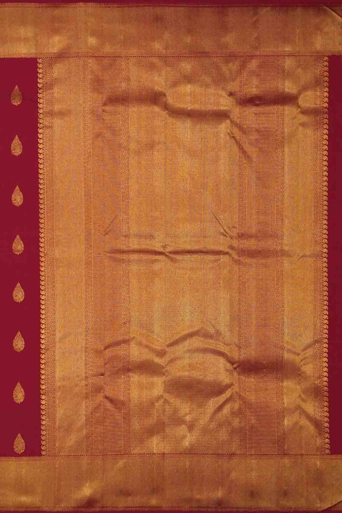 Pure Silk Pure Zari Maroon Dual Tone Kanjivaram Saree