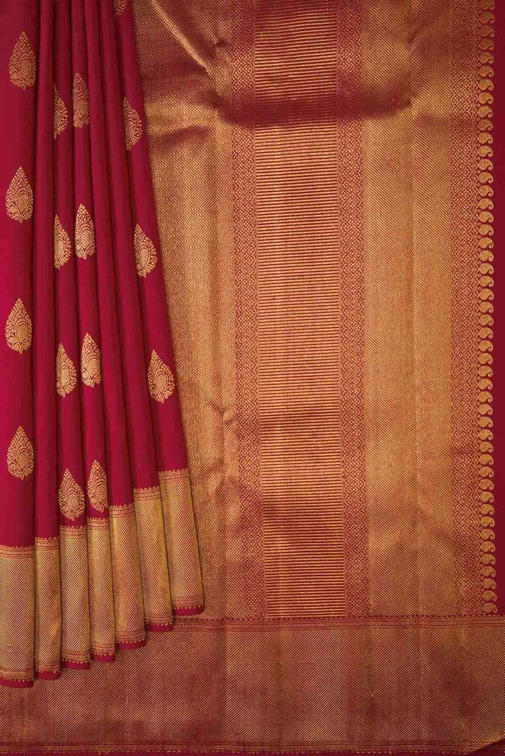 Pure Silk Pure Zari Maroon Dual Tone Kanjivaram Saree