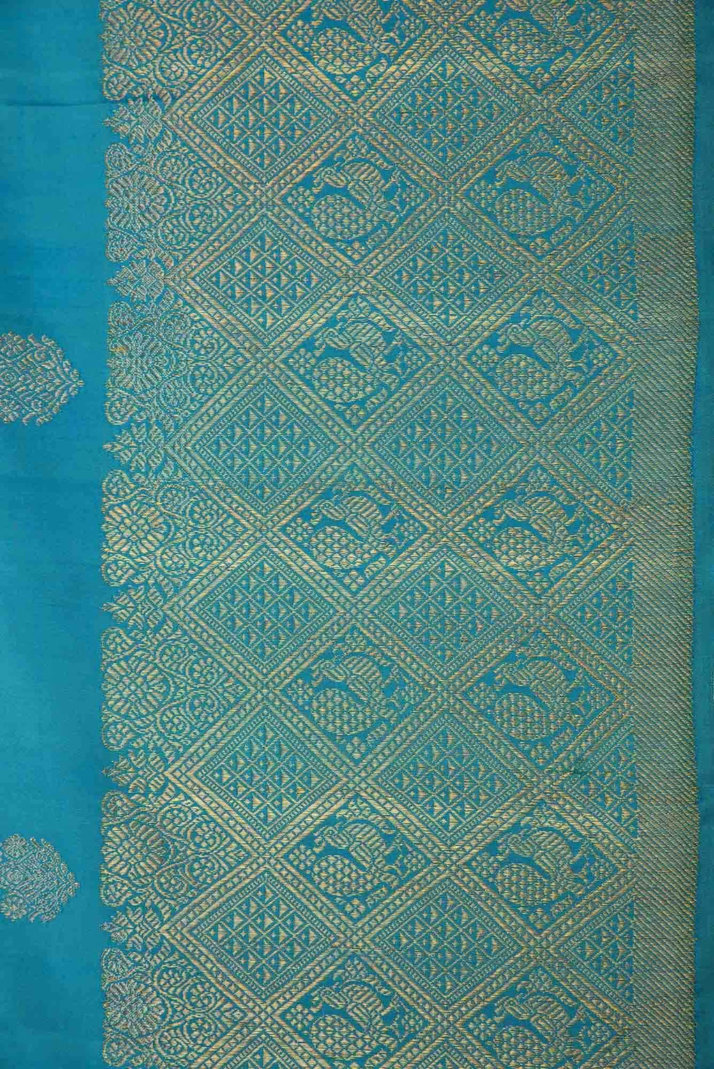 Pure Silk Pure Zari Peacock Blue Dual Tone Kanjivaram Saree