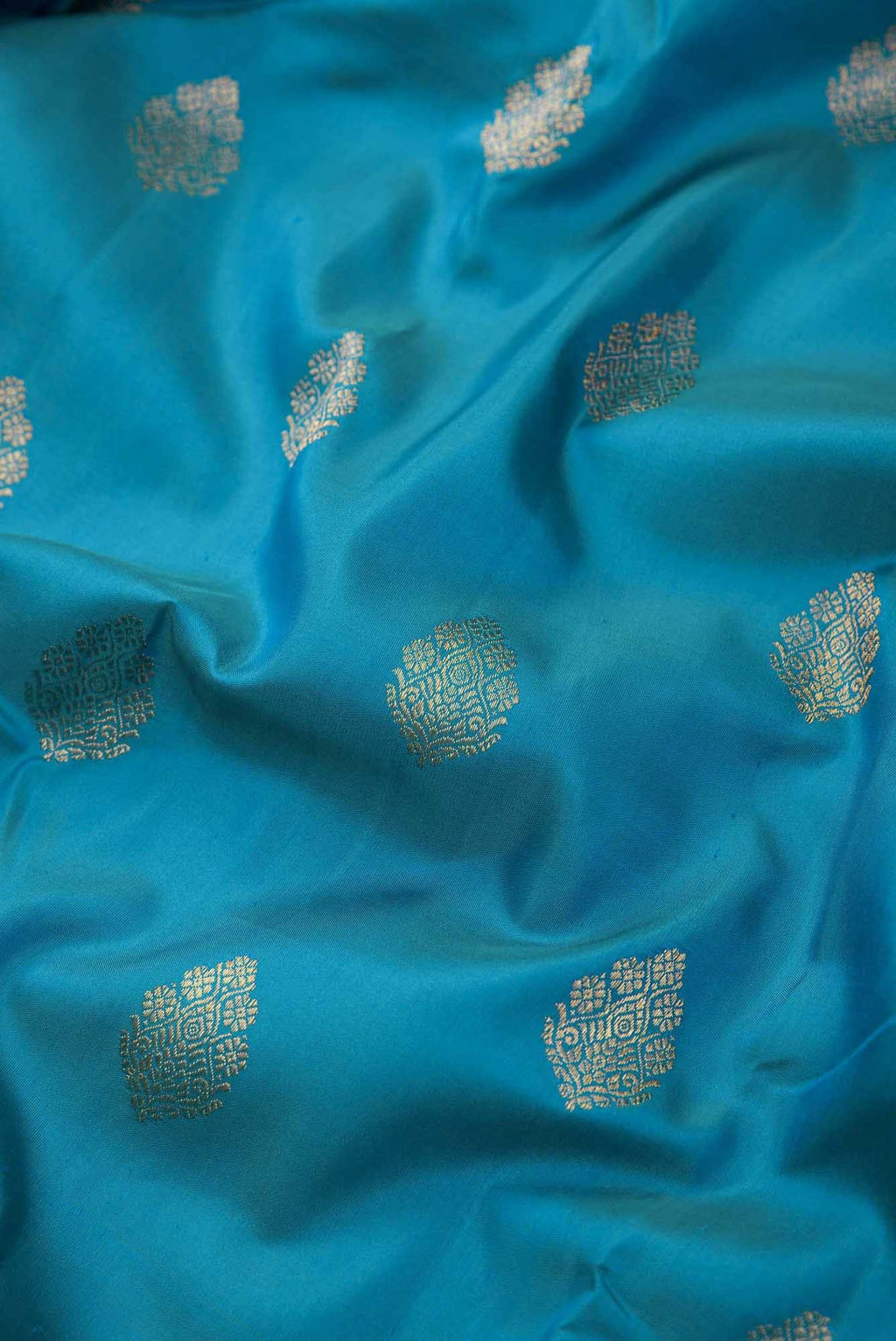 Pure Silk Pure Zari Peacock Blue Dual Tone Kanjivaram Saree