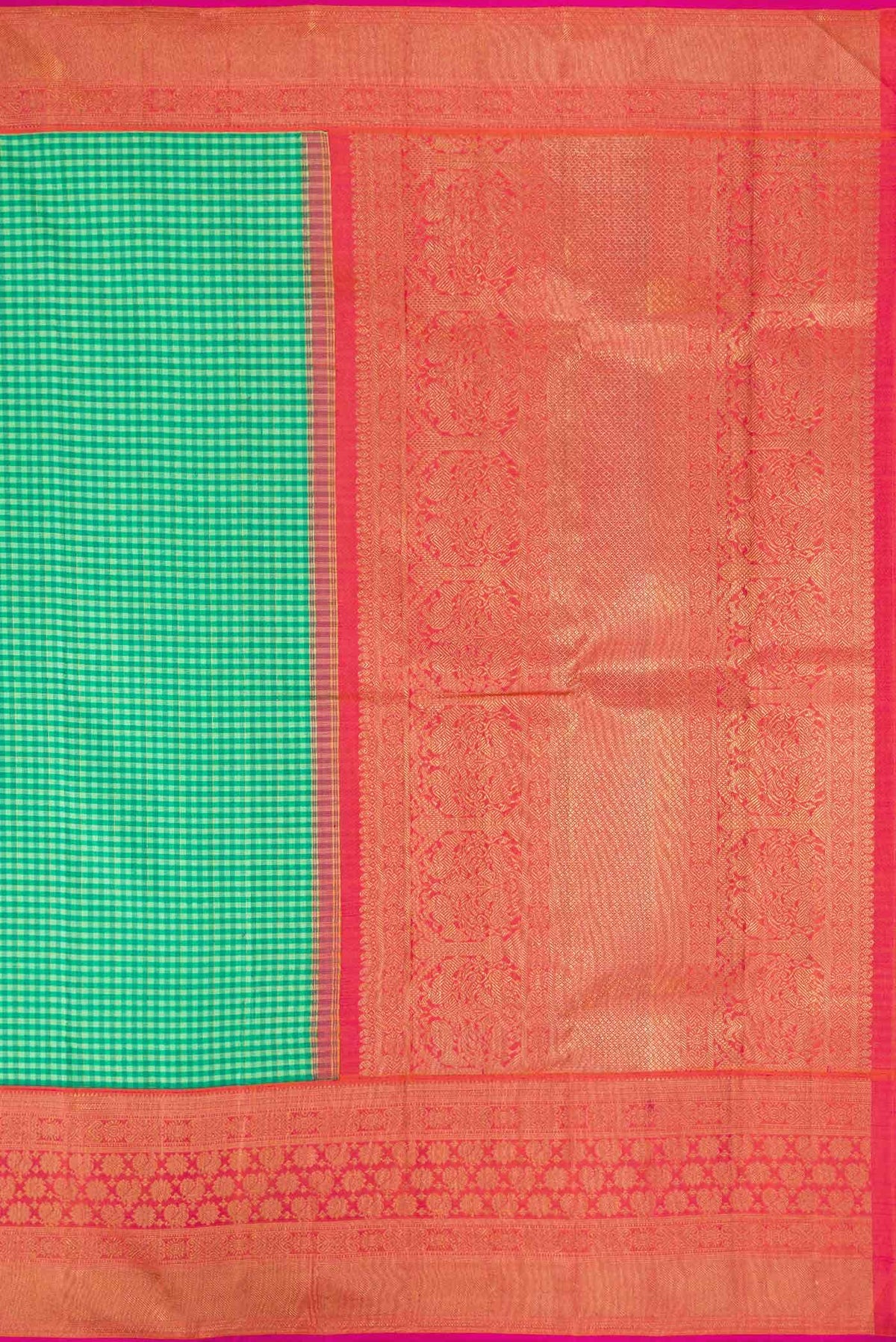 Pure Silk Pure Zari Green Dual Tone Kanjivaram Saree