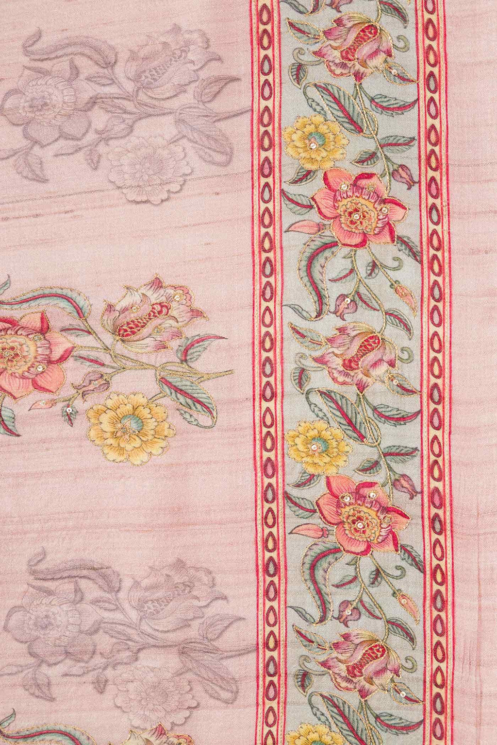 Pink Dual Tone Tussar Silk Saree