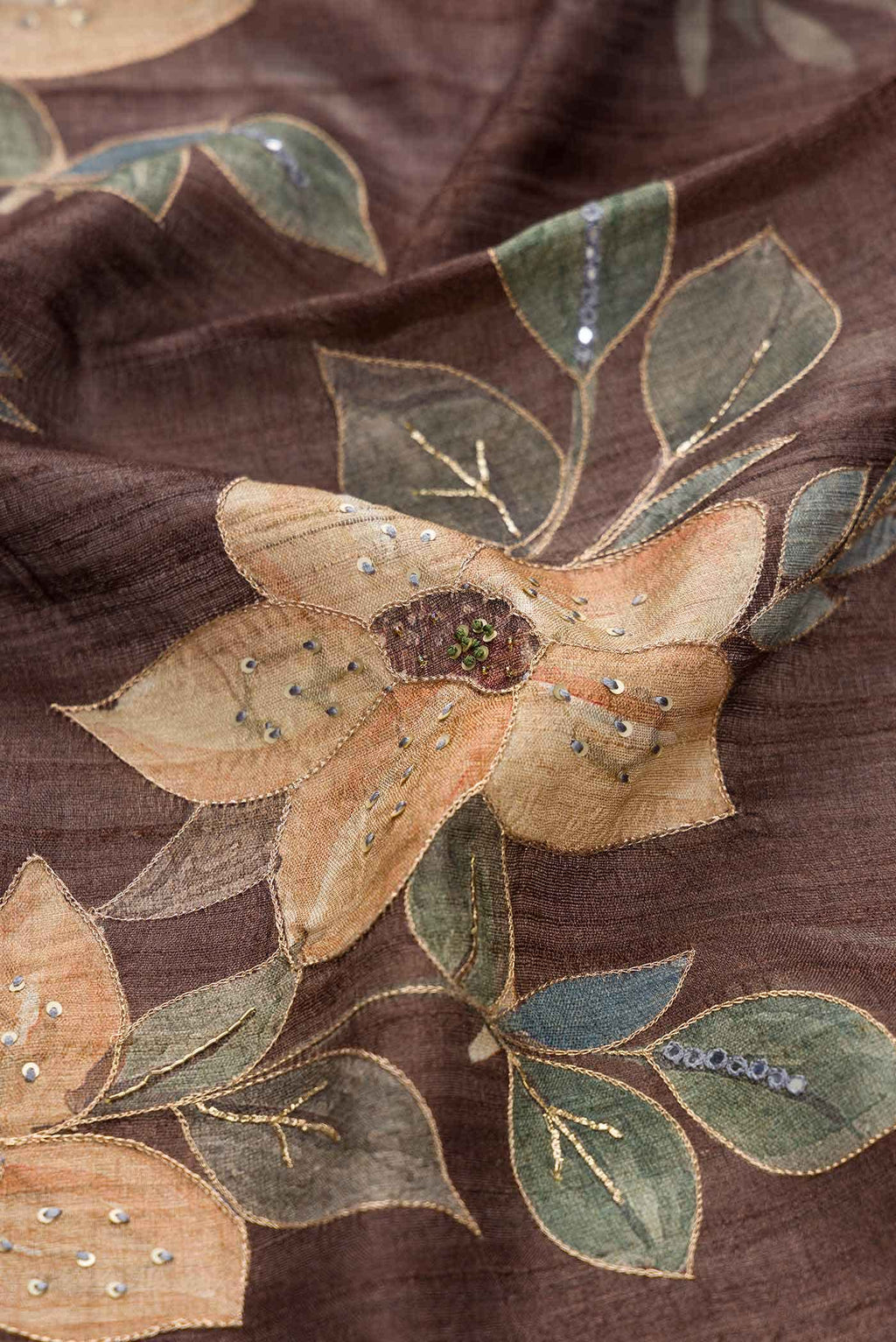 Coffee Brown Tussar Silk Saree