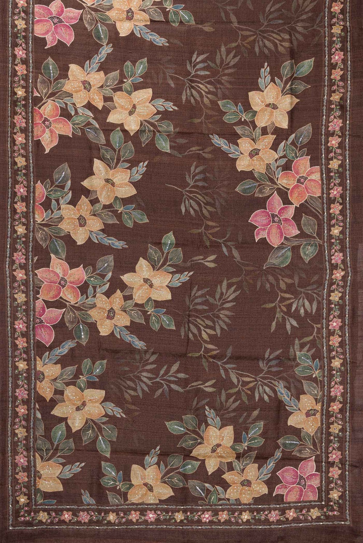 Coffee Brown Tussar Silk Saree