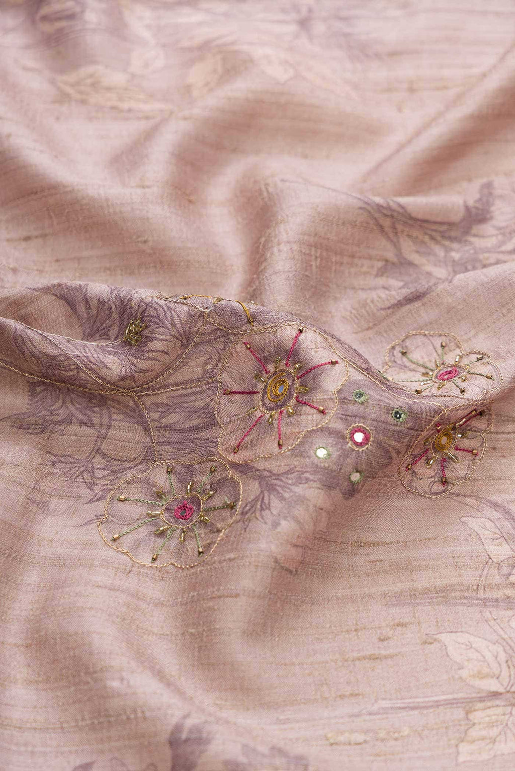 Lavender Tussar Silk Saree