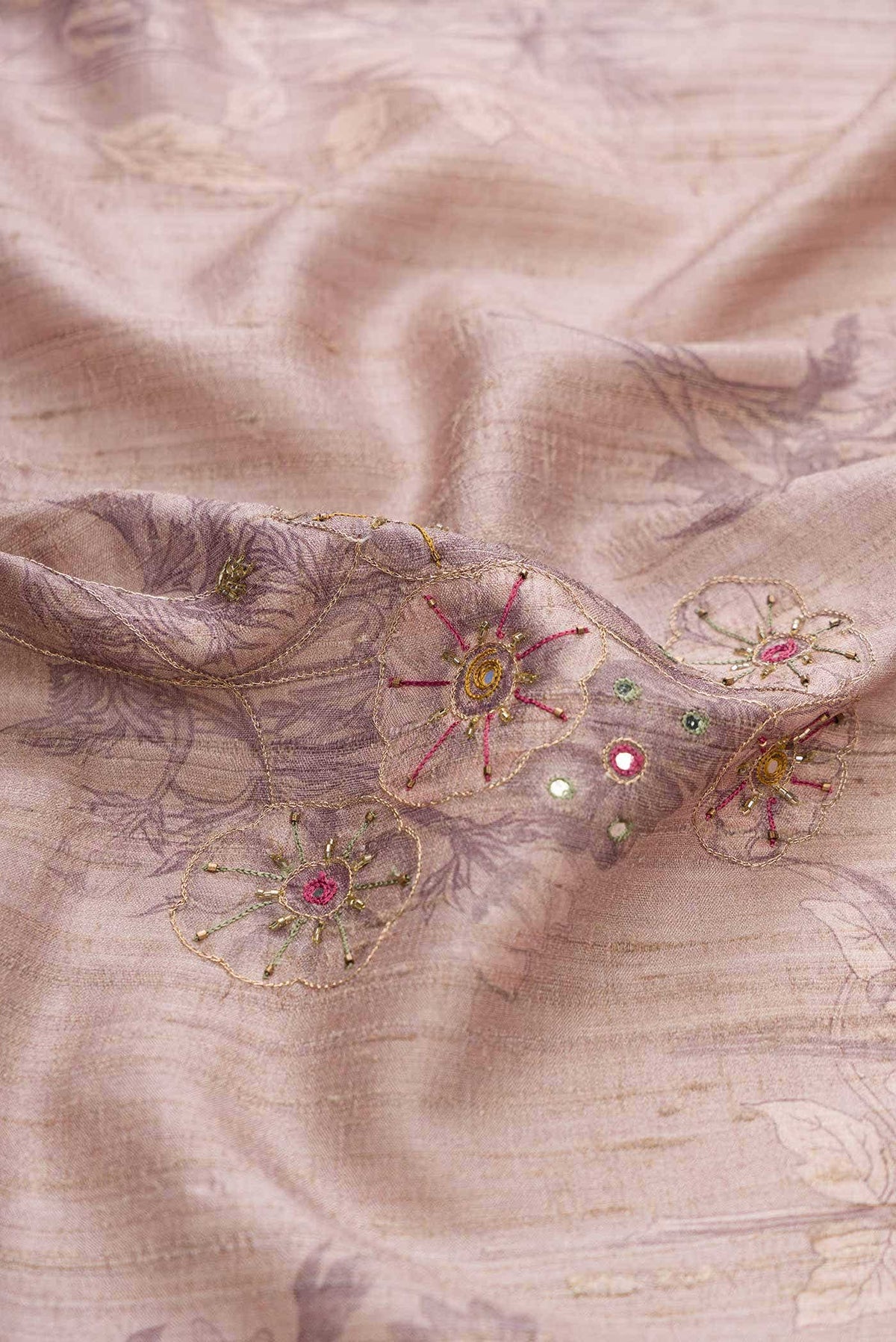 Lavender Tussar Silk Saree