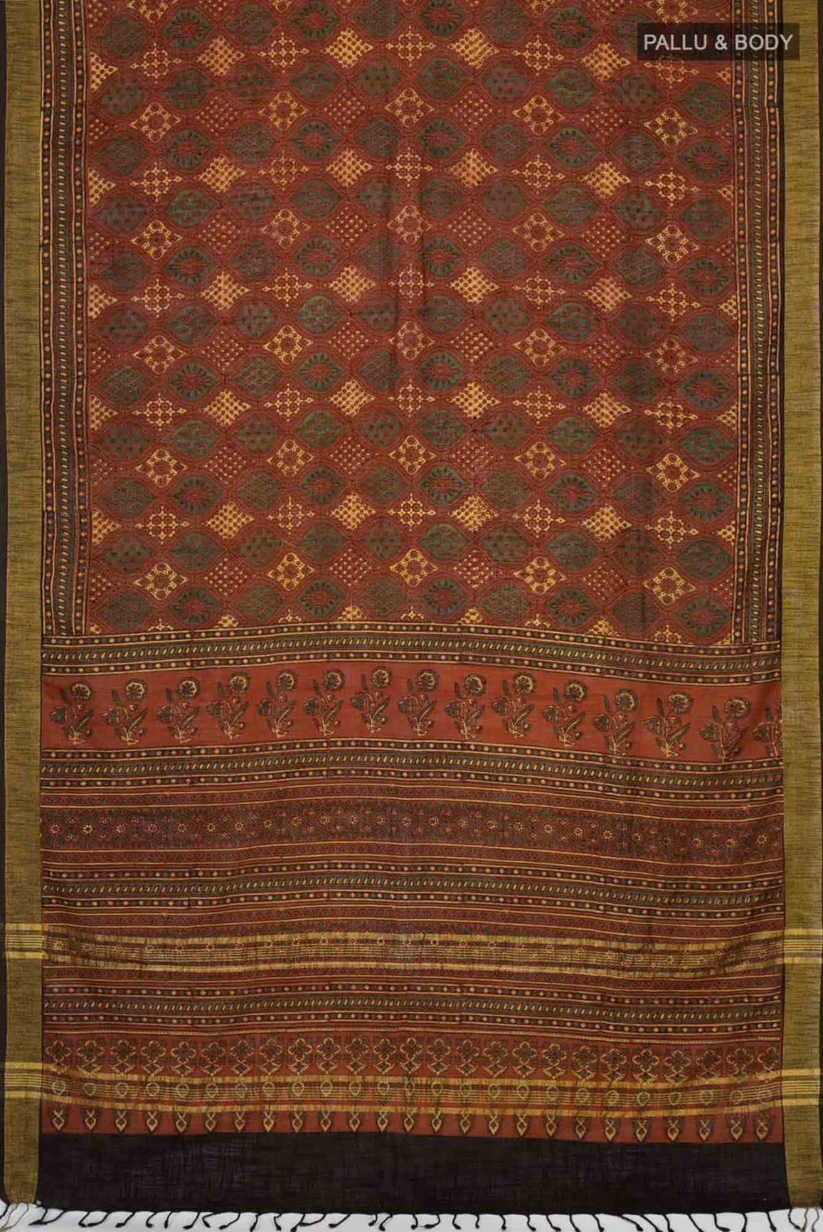 Rust Linen Cotton Saree