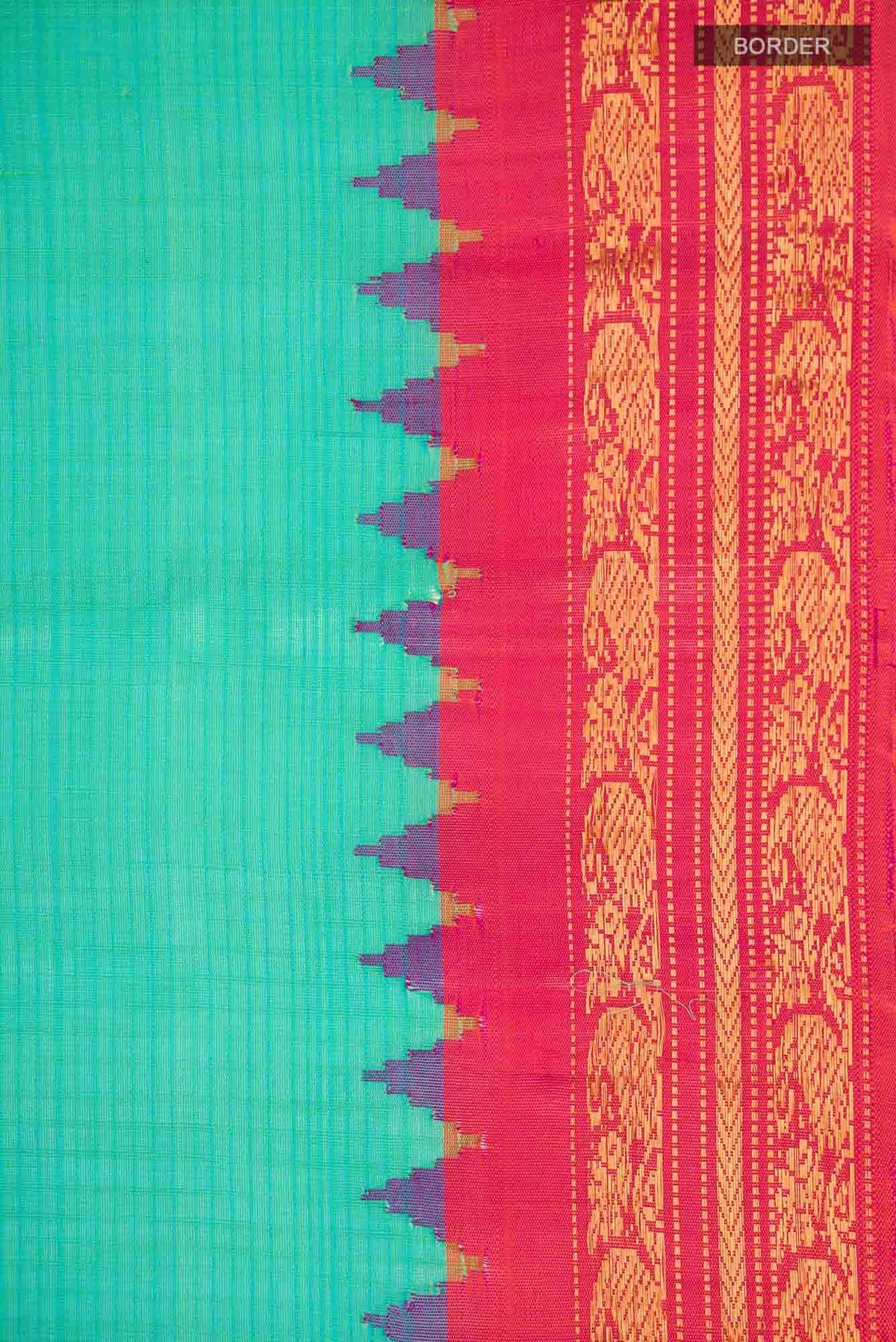 Turquoise Gadwal Silk Cotton Saree