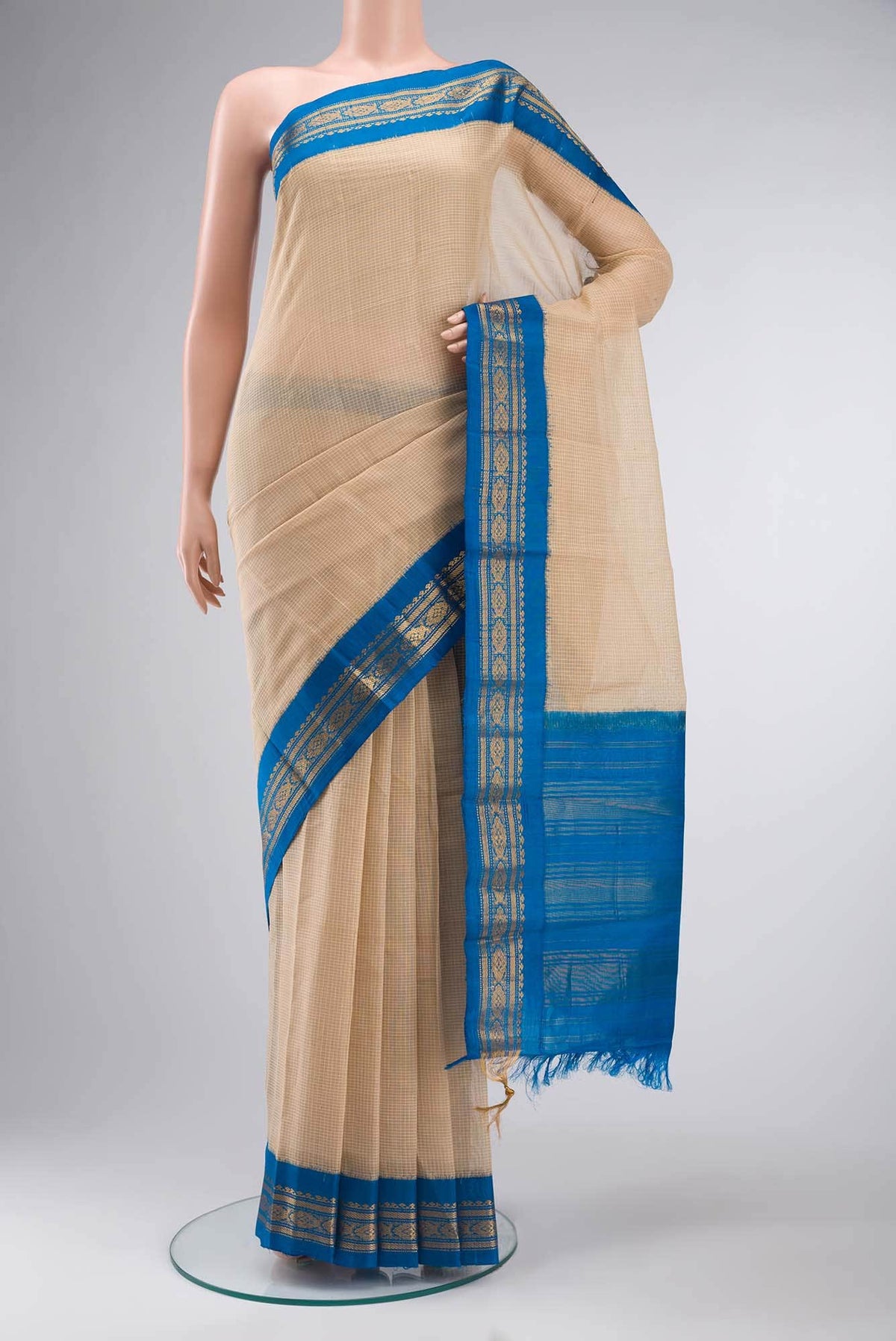 Beige Gadwal cotton Saree