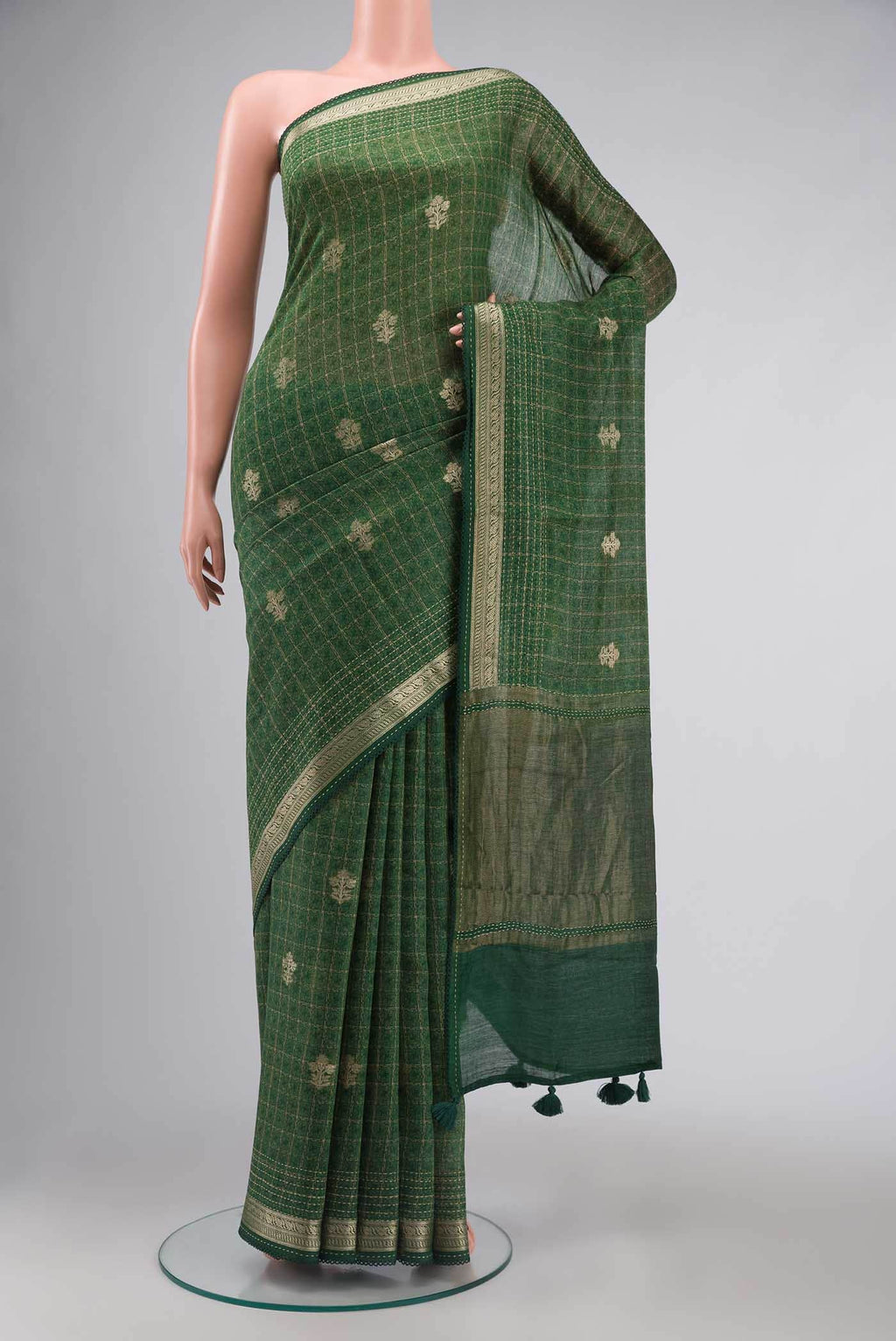Green Bhagalpuri Tussar Silk Saree