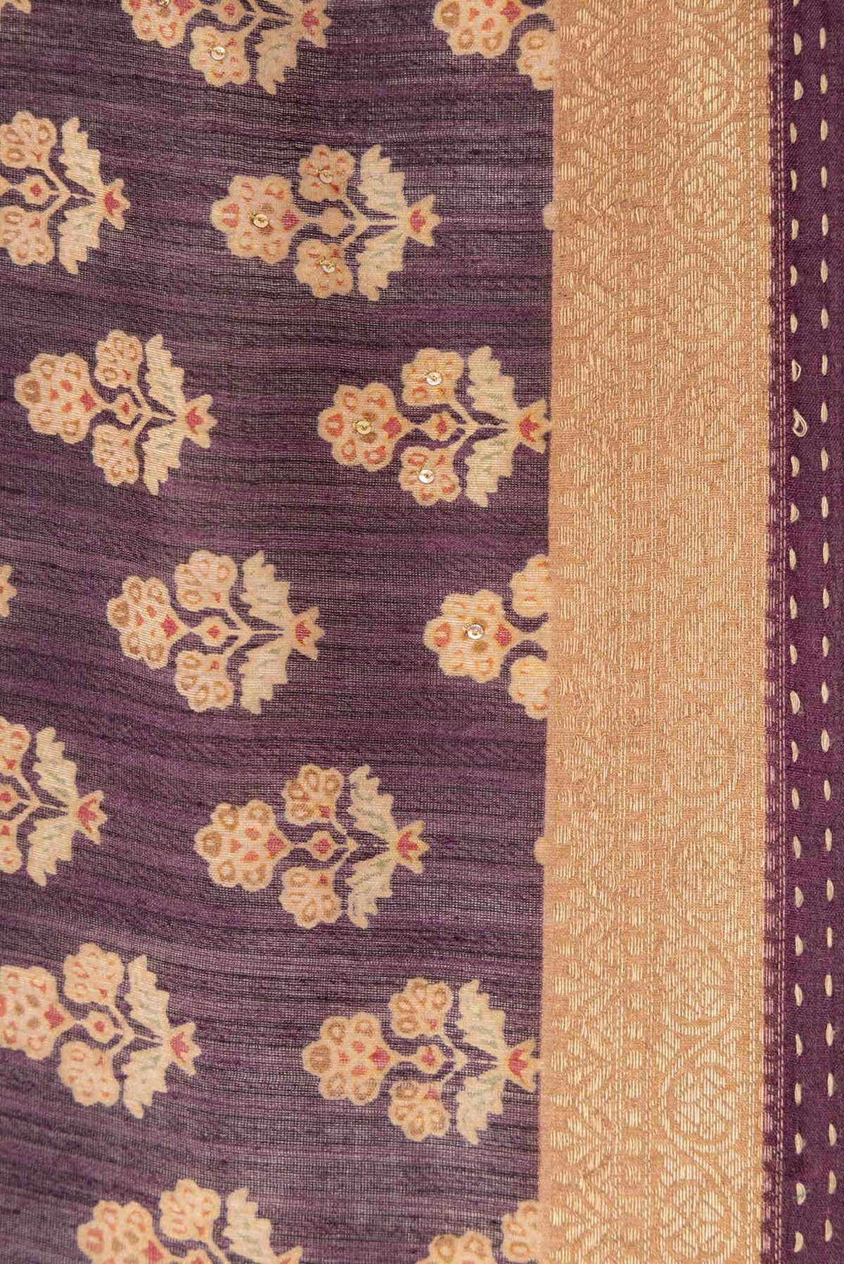 Burgundy Tussar Silk Saree