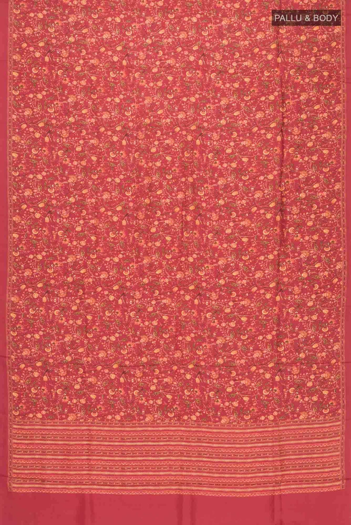 Red Printed Silk Saree