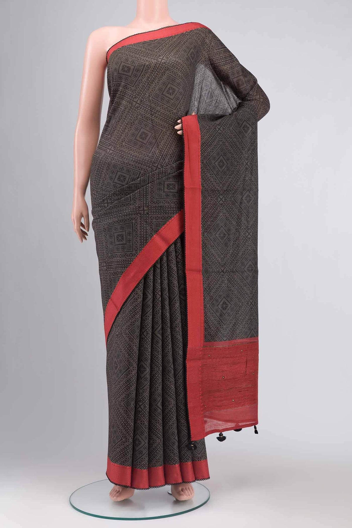 Black Bhagalpuri Tussar Silk Saree