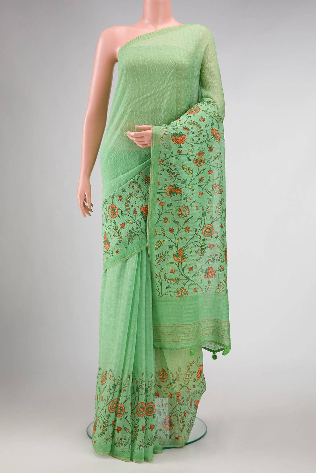 Light Green Mysore Chiffon Saree