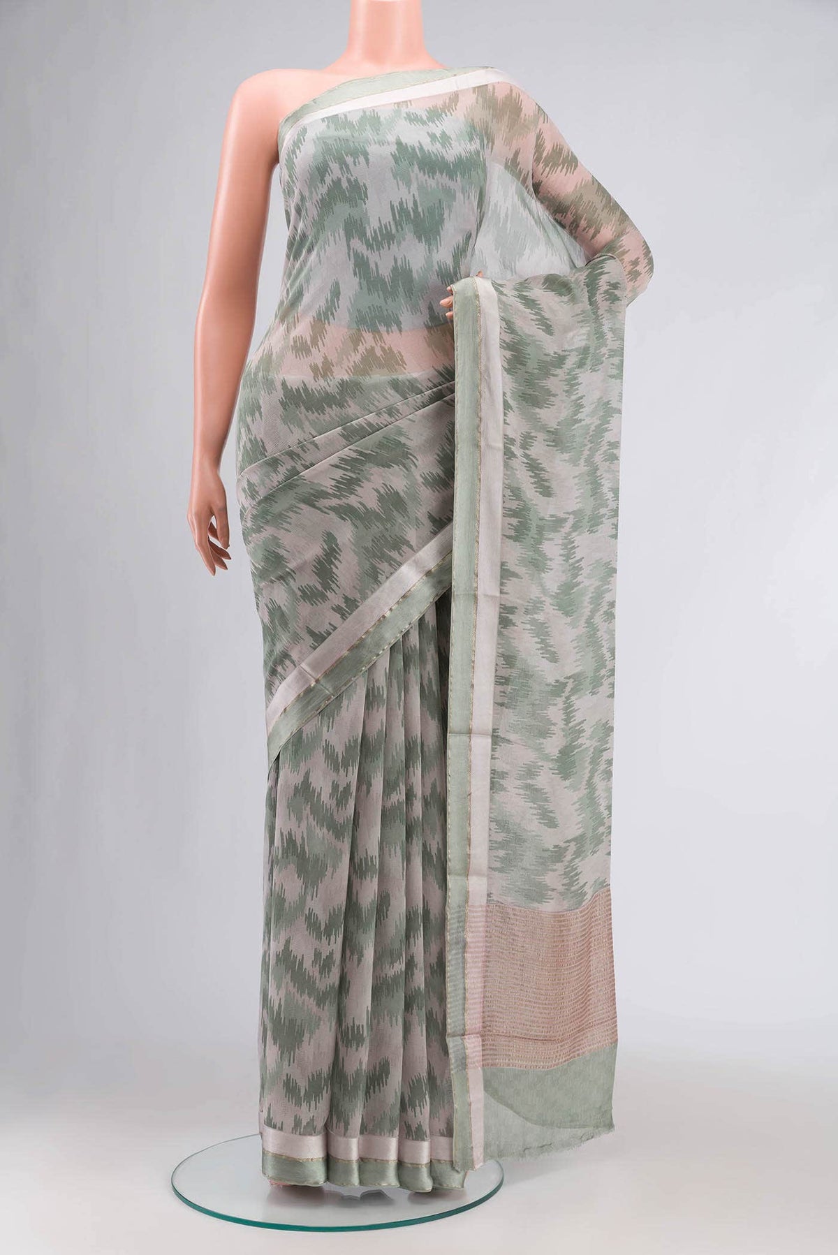 Grey Mysore Chiffon Saree