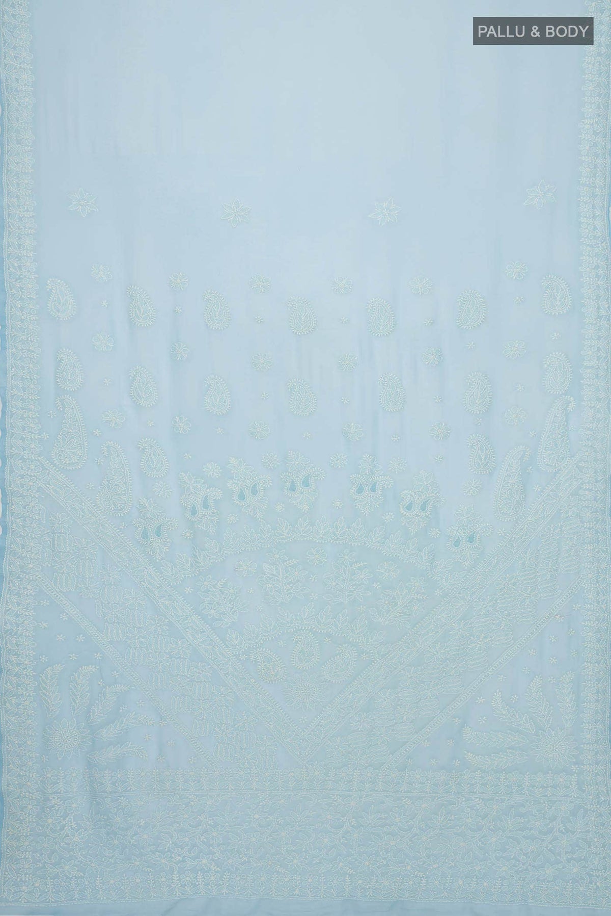 Light Blue Chikankari Georgette Saree