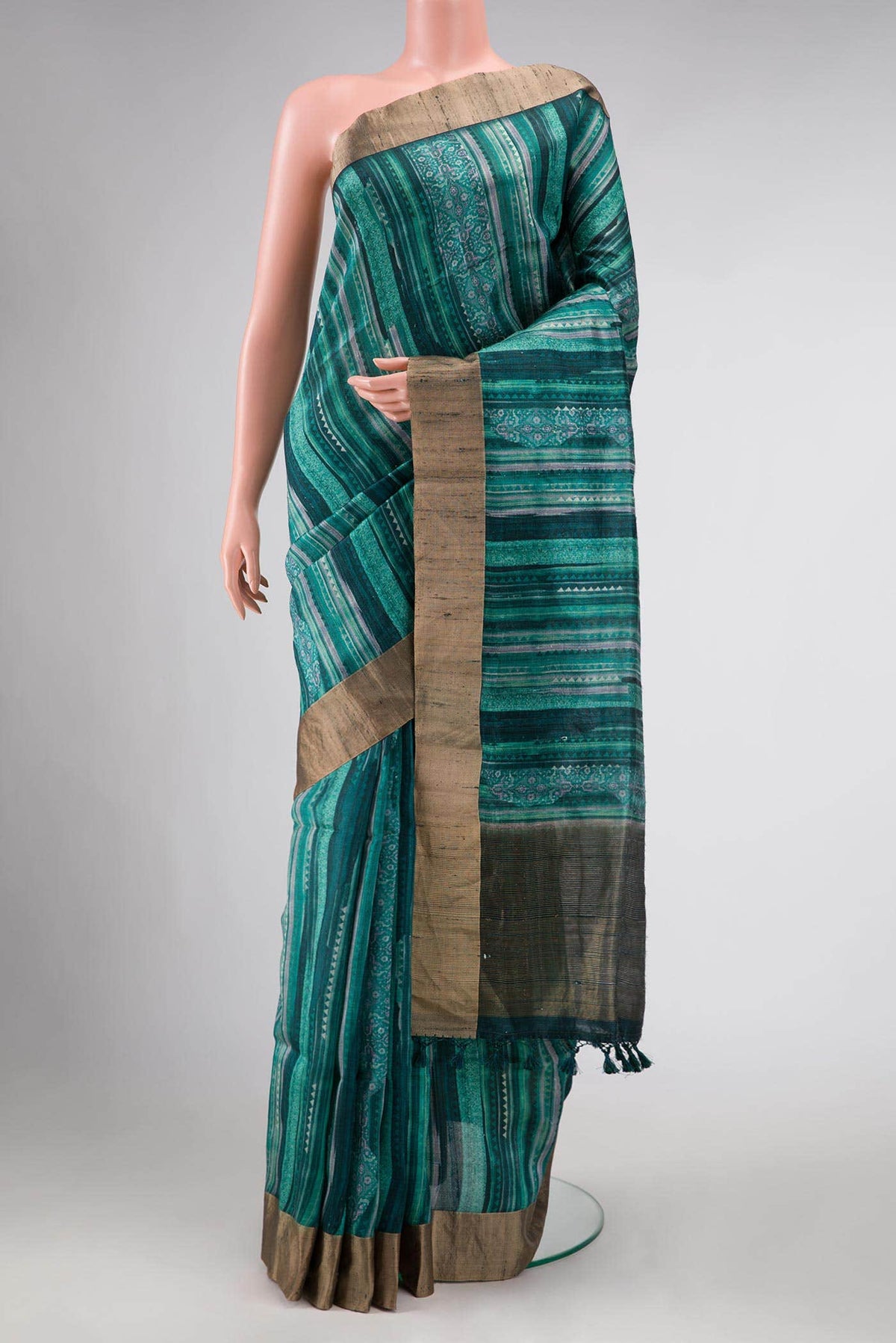 Green Tussar Silk Saree