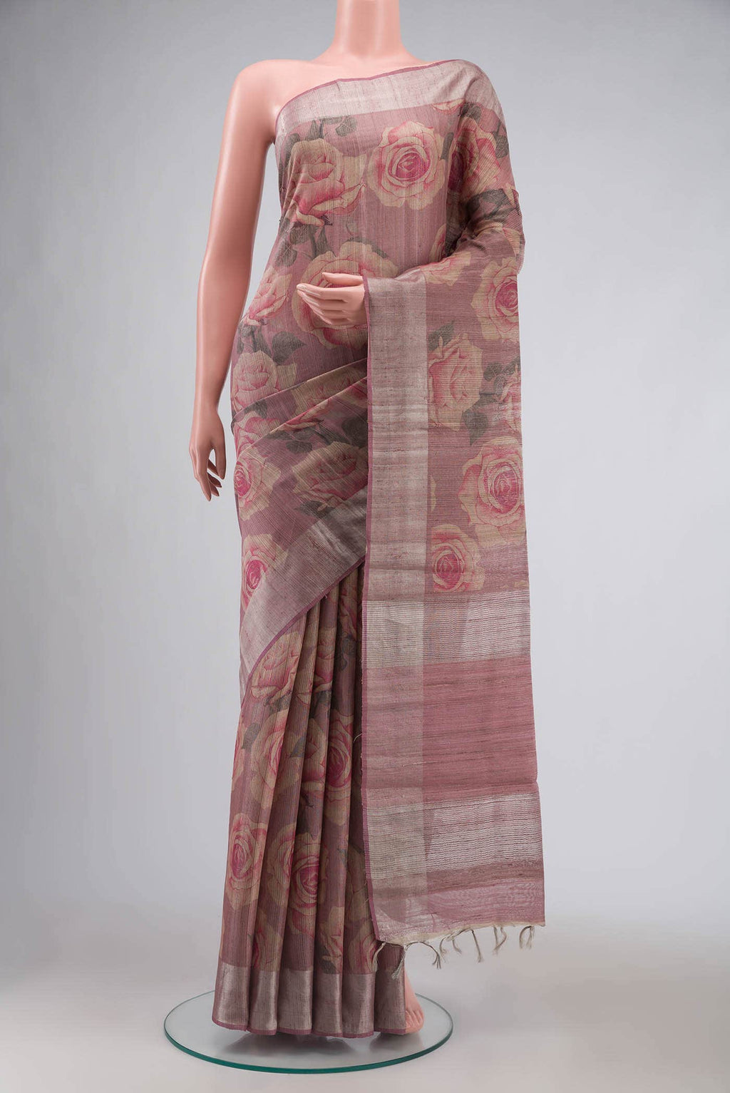 Mauve Tussar Silk Saree