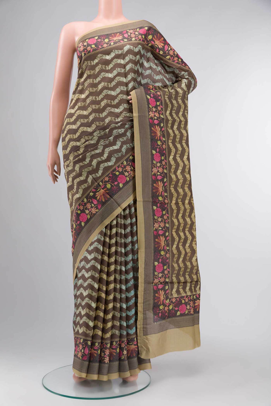 Brown Tussar Silk Saree