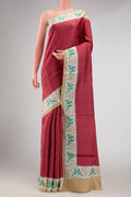 Maroon Tussar Silk Saree