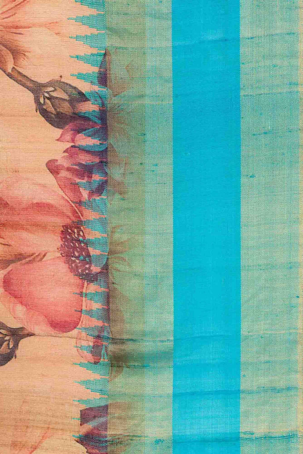 Golden Peach Dual Tone Tussar Silk Saree