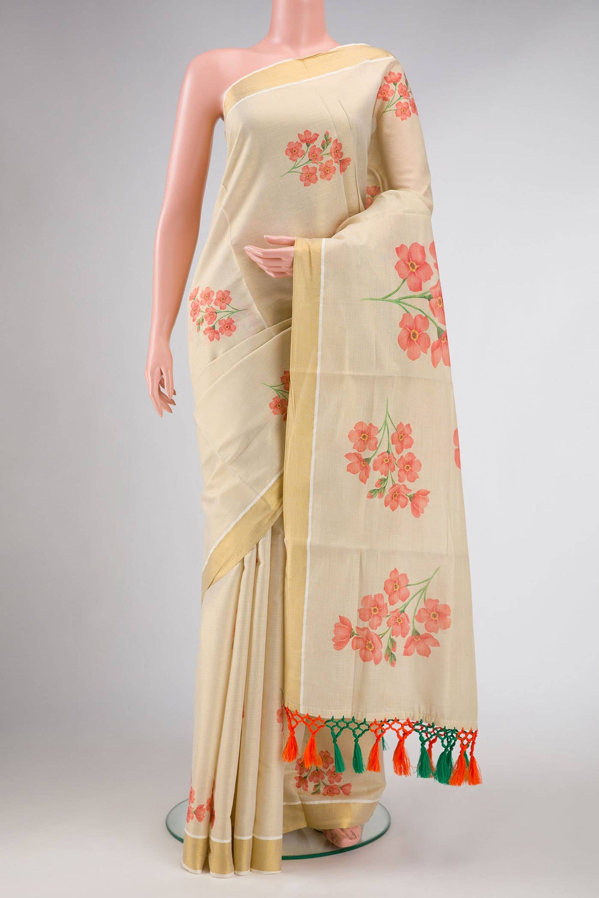 Gold Dual Tone Kerala Cotton Saree