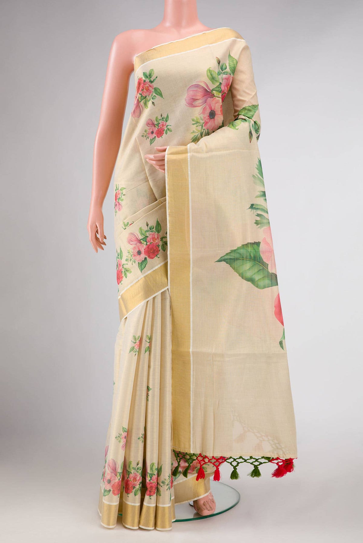 Gold Dual Tone Kerala Cotton Saree