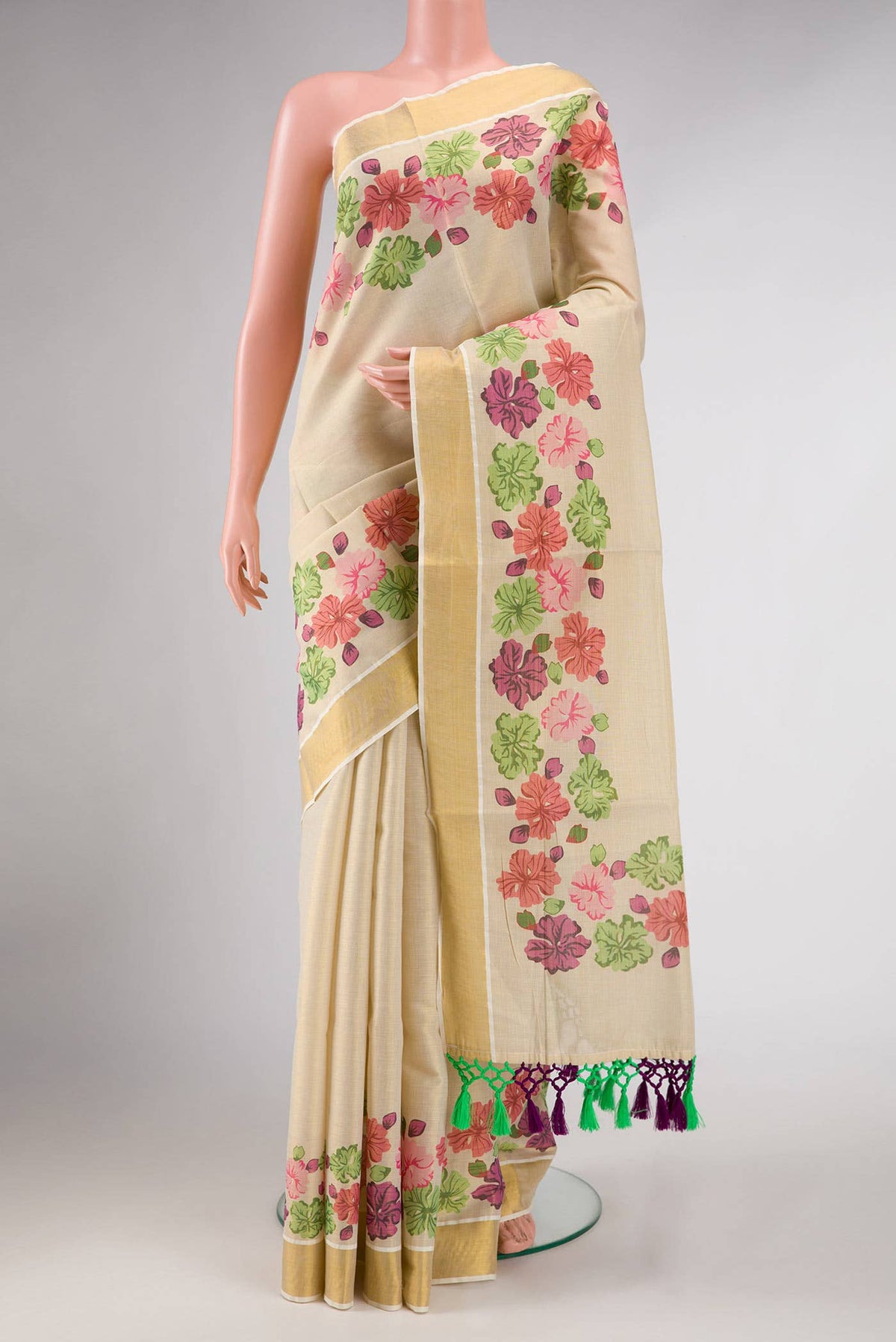 Gold Kerala Cotton Saree