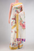 Off White Dual Tone Kerala Cotton Saree