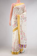 Off White Kerala Cotton Saree