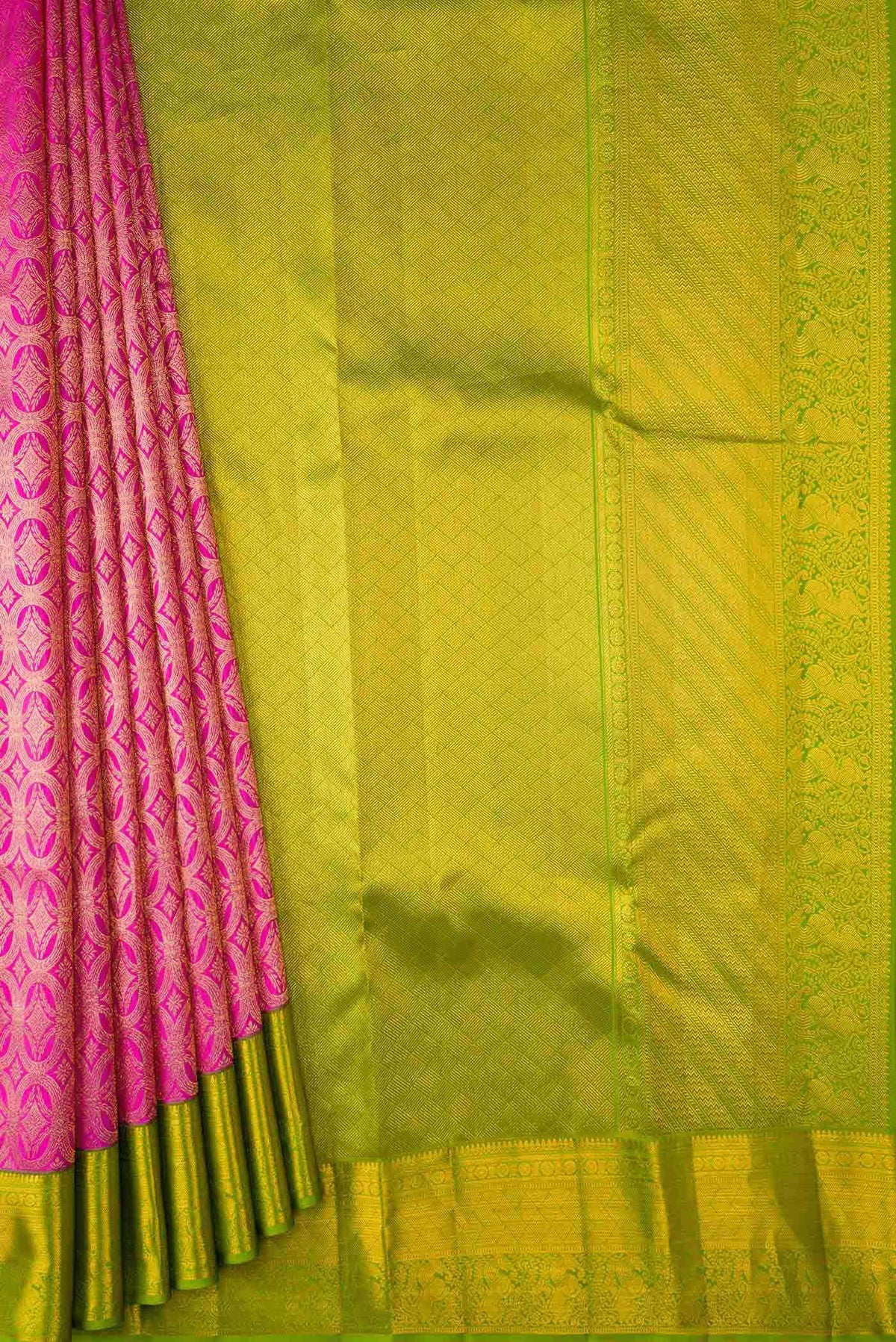 Pink Dual Tone Kanchipuram Silk Saree