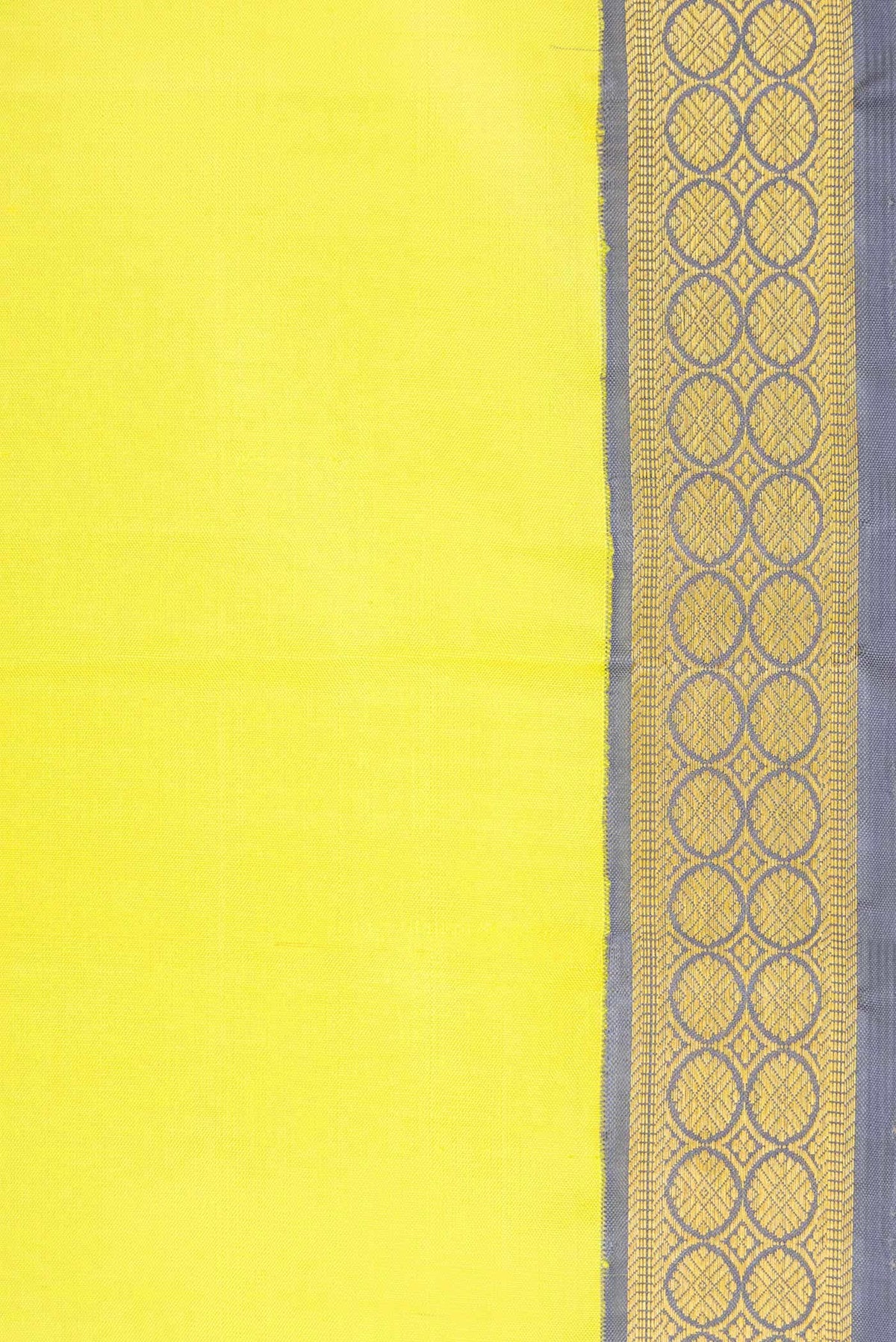 Pure Silk Pure Zari Lemon Yellow Dual Tone Kanchipuram Saree