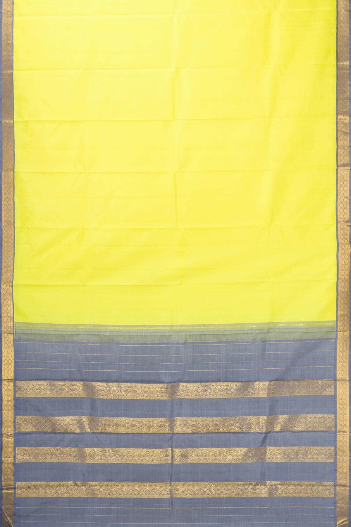 Pure Silk Pure Zari Lemon Yellow Dual Tone Kanchipuram Saree