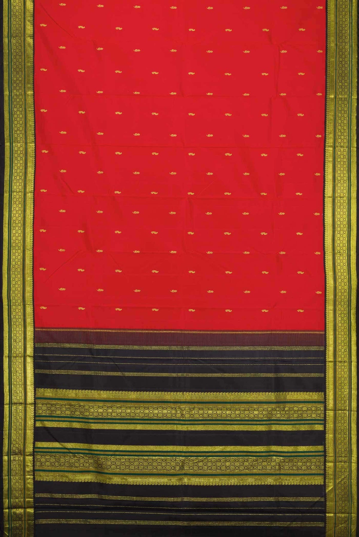 Pure Silk Pure Zari Red Dual Tone Kanjivaram Saree